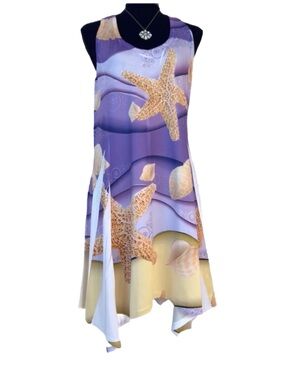 #46 INDIA BOUTIQUE ~ Purple/Gold or Pink/Gold Asymmetrical Lace Dress/Cover Up